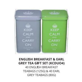 IB - KCDUO4 -  Keep Calm Grey & Green Tin Set Teabags 12 x 205g