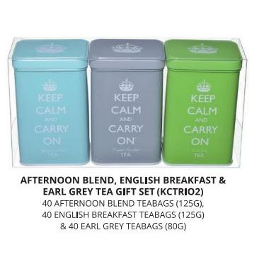 IB - KCTRIO2 - Keep Calm Grey, Blue & Green Tin Set Teabags