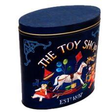 Grandma Wilds Embossed Blue Oval Rocking Horse Tin