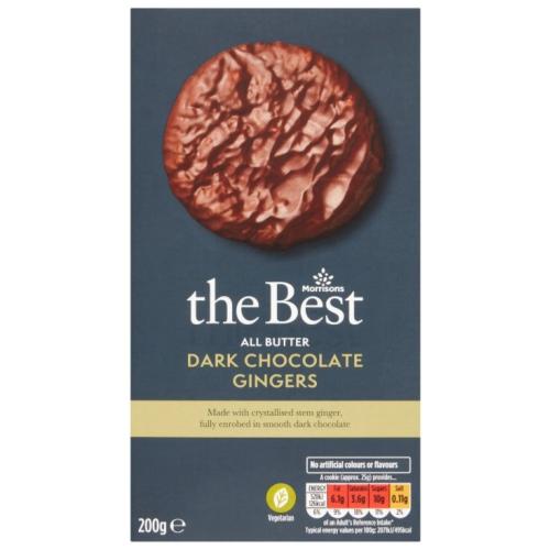 MORRISONS THE BEST DARK CHOCOLATE & GINGER COOKIES 200G