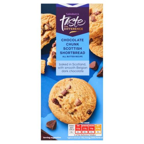 Sainsbury's Taste The Difference Belgian Choc Chunk Shortbread