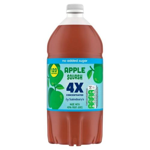 Sainsbury's No Added Sugar Apple Quad Strength Squash 1.5l