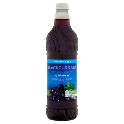 Sainsbury's No Added Sugar Blackcurrant High Juice Squash 1l