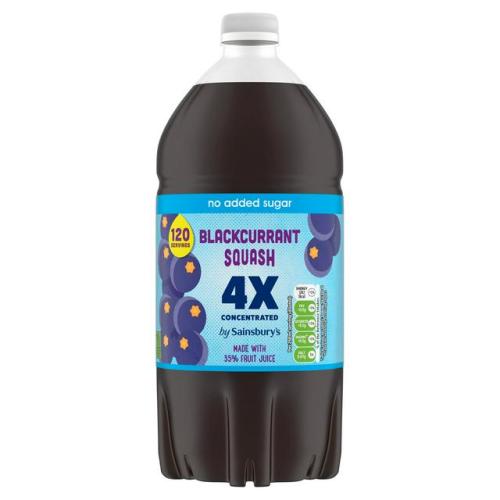 Sainsbury's No Added Sugar Blackcurrant Quad Strength Squash 1.5l