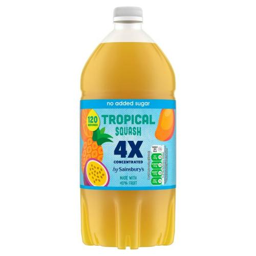 Sainsbury's No Added Sugar Tropical Quad Strength Squash 1.5l