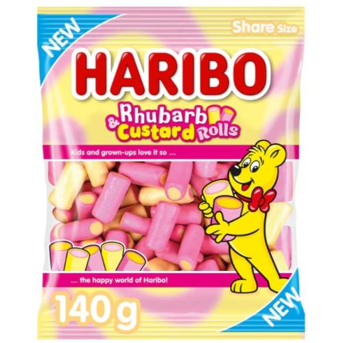 Haribo Rhubarb & Custard Rolls Bag