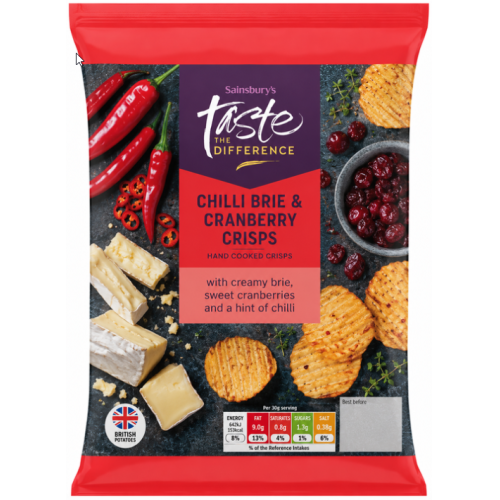 Sainsburys Sainsbury's Taste The Difference Chilli Brie & Cranberry Crisps