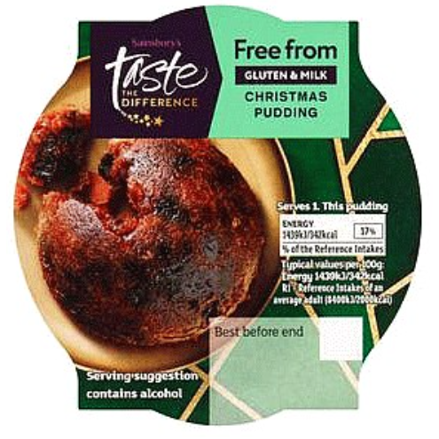 Sainsburys Sainsbury's Taste The Difference Free From Christmas Pudding
