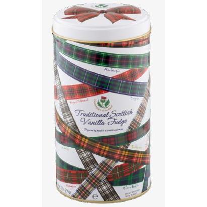 Fudge Tin Tartan Ribbon Vanilla