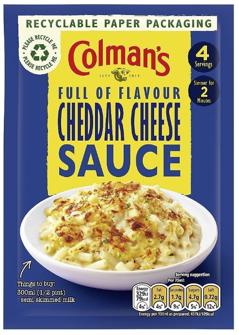 Colmans Sachets Cheddar Cheese Sauce 12 x 40g