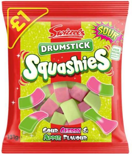 Swizzels Matlow Cherry & Apple Sour Drumstick Squashies PM 12 x 140g