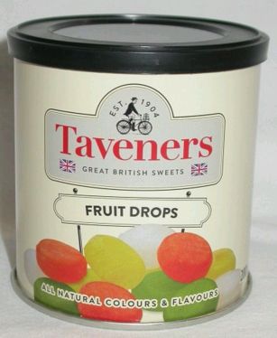 Taveners Tins Mixed Fruit Drops 12 x 200g