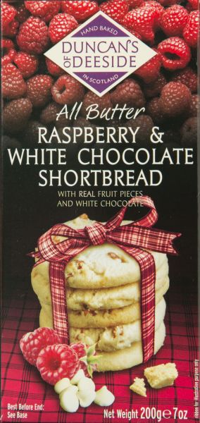 Duncans Shortbread - White Chocolate & Raspberry 12 x 200g
