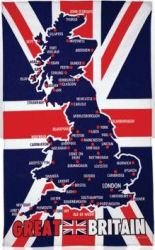Tea Towel Great Britain Map Pk 12 