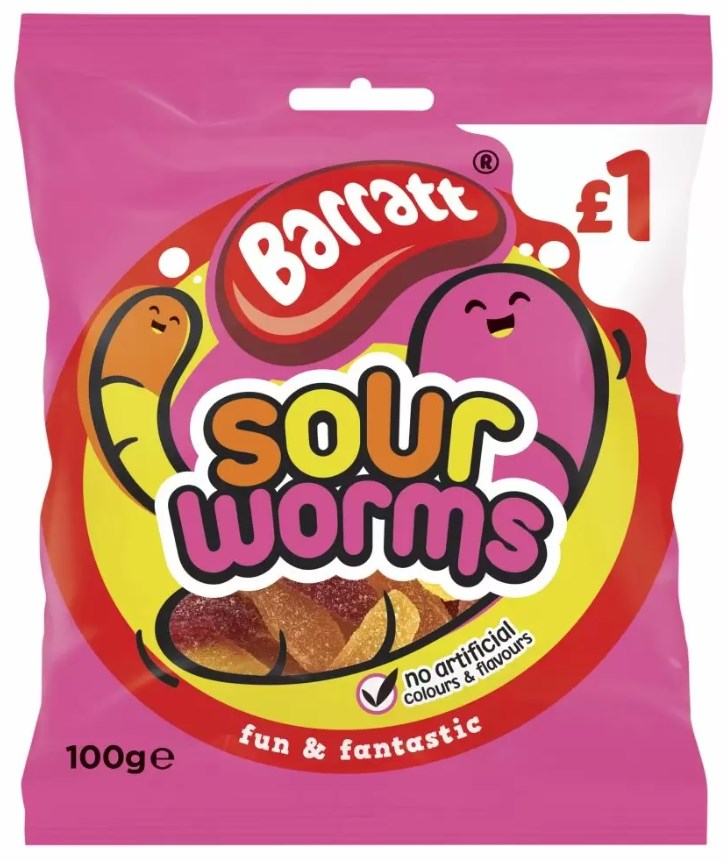 Candyland Barratt Sour Worms 12 x 100g